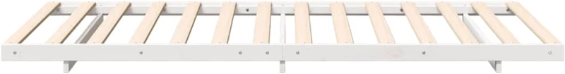 vidaXL Κρεβάτι δαπέδου Λευκό 100 x 220 cm Μασίφ ξύλο πεύκου