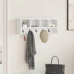 vidaXL Τοίχου Κρεμάστρα Λευκό 75 x 16 x 26 εκ Επεξεργασμένο ξύλο