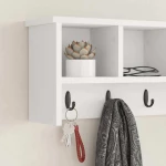 vidaXL Τοίχου Κρεμάστρα Λευκό 75 x 16 x 26 εκ Επεξεργασμένο ξύλο