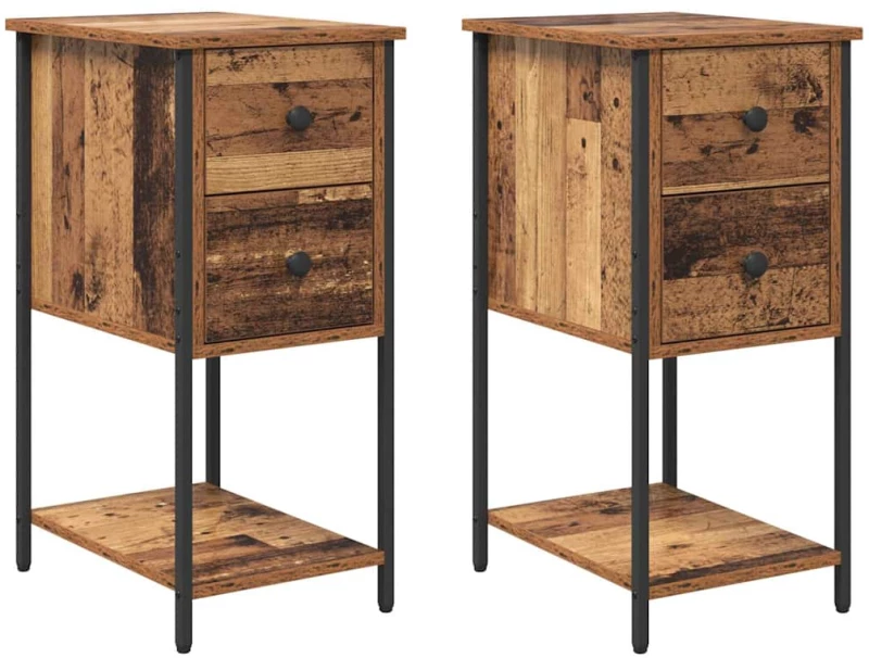vidaXL Κομοδίνο 2 pcs Παλαιό ξύλο 32 x 42 x 70 εκ Επεξεργασμένο ξύλο