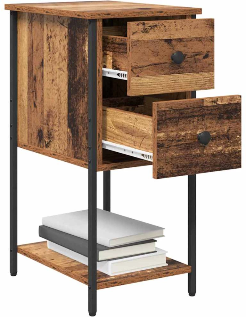 vidaXL Κομοδίνο 2 pcs Παλαιό ξύλο 32 x 42 x 70 εκ Επεξεργασμένο ξύλο