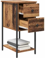 vidaXL Κομοδίνο 2 pcs Παλαιό ξύλο 32 x 42 x 70 εκ Επεξεργασμένο ξύλο