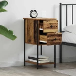 vidaXL Κομοδίνο 2 pcs Παλαιό ξύλο 32 x 42 x 70 εκ Επεξεργασμένο ξύλο