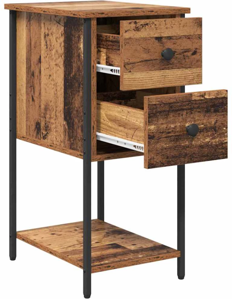 vidaXL Κομοδίνο 2 pcs Παλαιό ξύλο 32 x 42 x 70 εκ Επεξεργασμένο ξύλο
