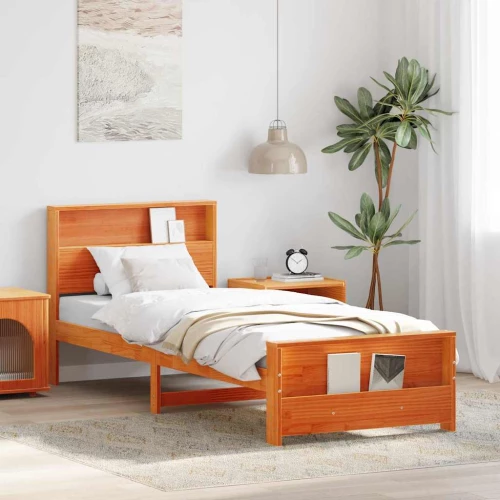 vidaXL Σκελετός Κρεβατιού Καφέ κεριού 75 x 190 cm Μασίφ ξύλο πεύκου