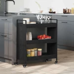 vidaXL Καρότσι Κουζίνας Μαύρη δρυς 70 x 30 x 82 εκ Επεξεργασμένο ξύλο