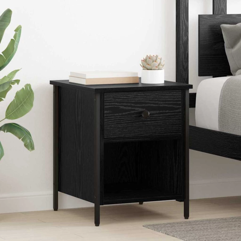 vidaXL Κομοδίνο 2 pcs Μαύρη δρυς 40 x 42 x 50 cm Επεξεργασμένο ξύλο