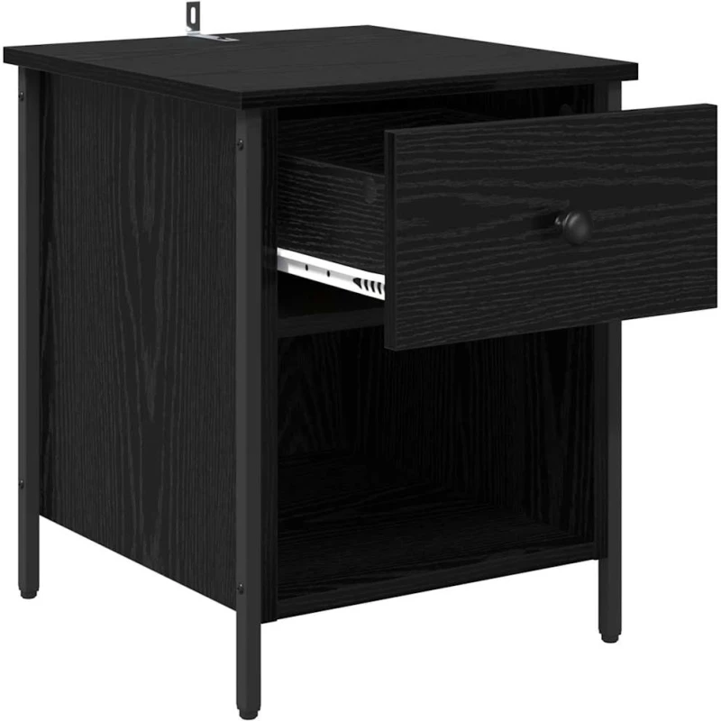vidaXL Κομοδίνο 2 pcs Μαύρη δρυς 40 x 42 x 50 cm Επεξεργασμένο ξύλο