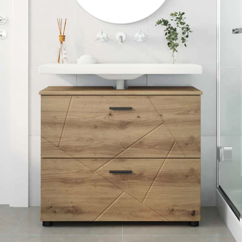 vidaXL Ντουλάπι Μπάνιου με συρτάρι artisan δρυς 76,5 x 35 x 64 εκ