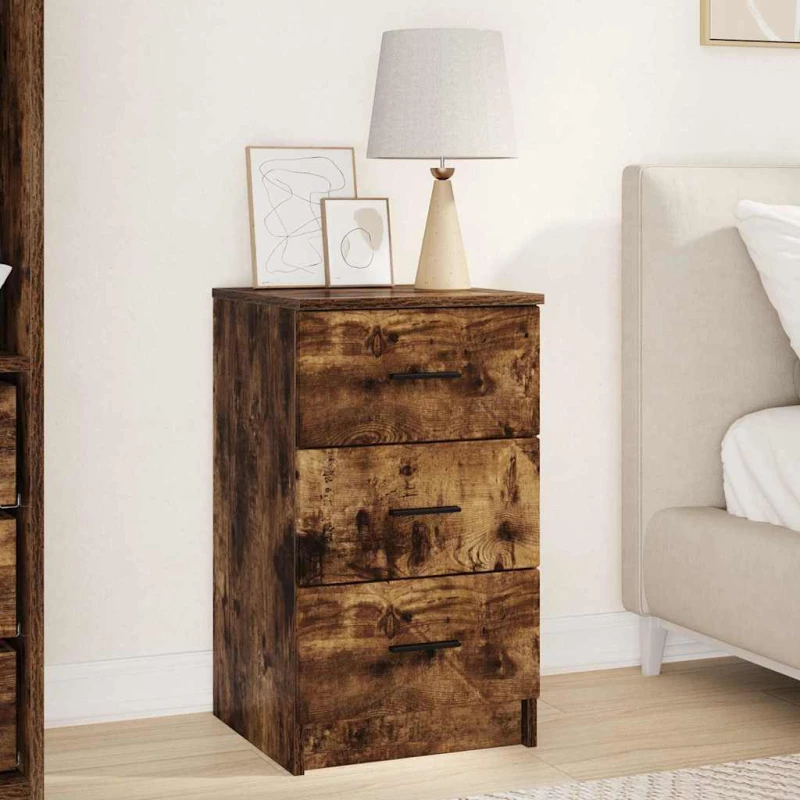 vidaXL Κομοδίνο Καπνιστή δρυς 38 x 38 x 66 εκ Επεξεργασμένο ξύλο