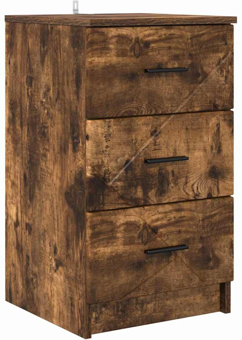 vidaXL Κομοδίνο Καπνιστή δρυς 38 x 38 x 66 εκ Επεξεργασμένο ξύλο