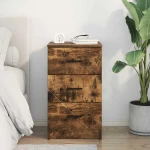 vidaXL Κομοδίνο Καπνιστή δρυς 38 x 38 x 66 εκ Επεξεργασμένο ξύλο