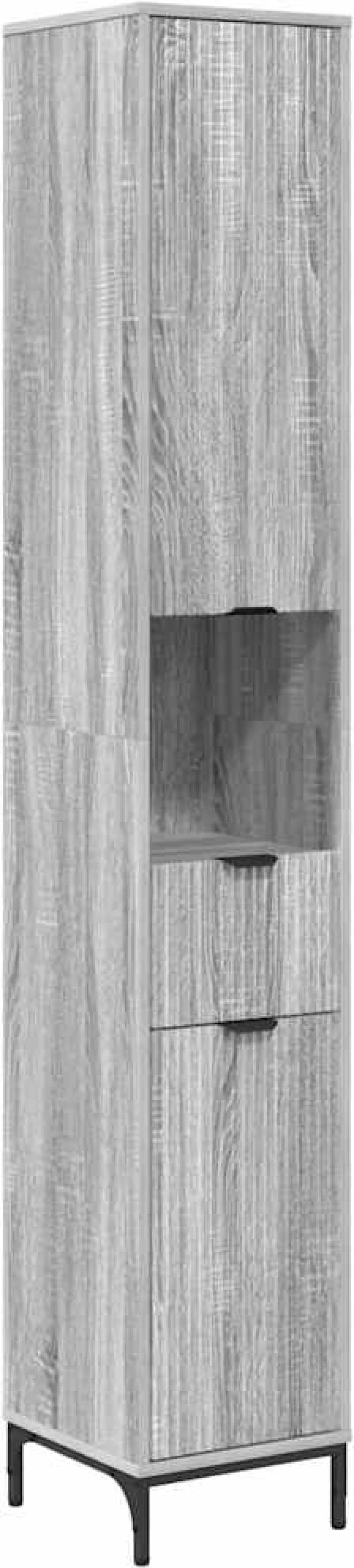 vidaXL Ψηλό ντουλάπι μπάνιου με πόρτα Γκρι sonoma 31.5 x 33 x 190 εκ.