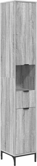 vidaXL Ψηλό ντουλάπι μπάνιου με πόρτα Γκρι sonoma 31.5 x 33 x 190 εκ.