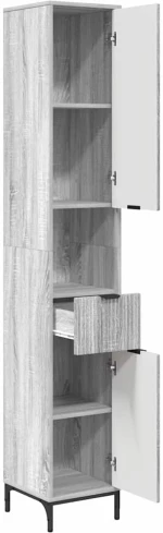 vidaXL Ψηλό ντουλάπι μπάνιου με πόρτα Γκρι sonoma 31.5 x 33 x 190 εκ.
