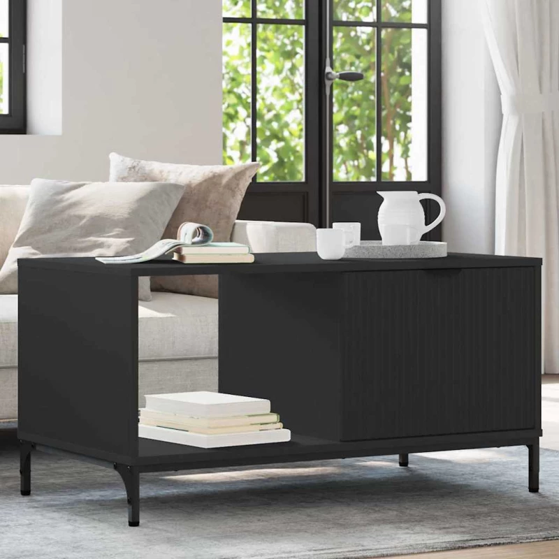 vidaXL Τραπεζάκι σαλονιού Μαύρο 90 x 49 x 46 εκ. Επεξεργασμένο ξύλο