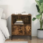vidaXL Κομοδίνο Καπνιστή δρυς 49 x 36 x 61 εκ Επεξεργασμένο ξύλο