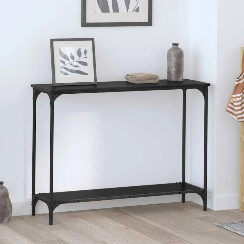 vidaXL Τραπέζι κονσόλας με ράφι Μαύρη δρυς 101 x 30.5 x 75 εκ