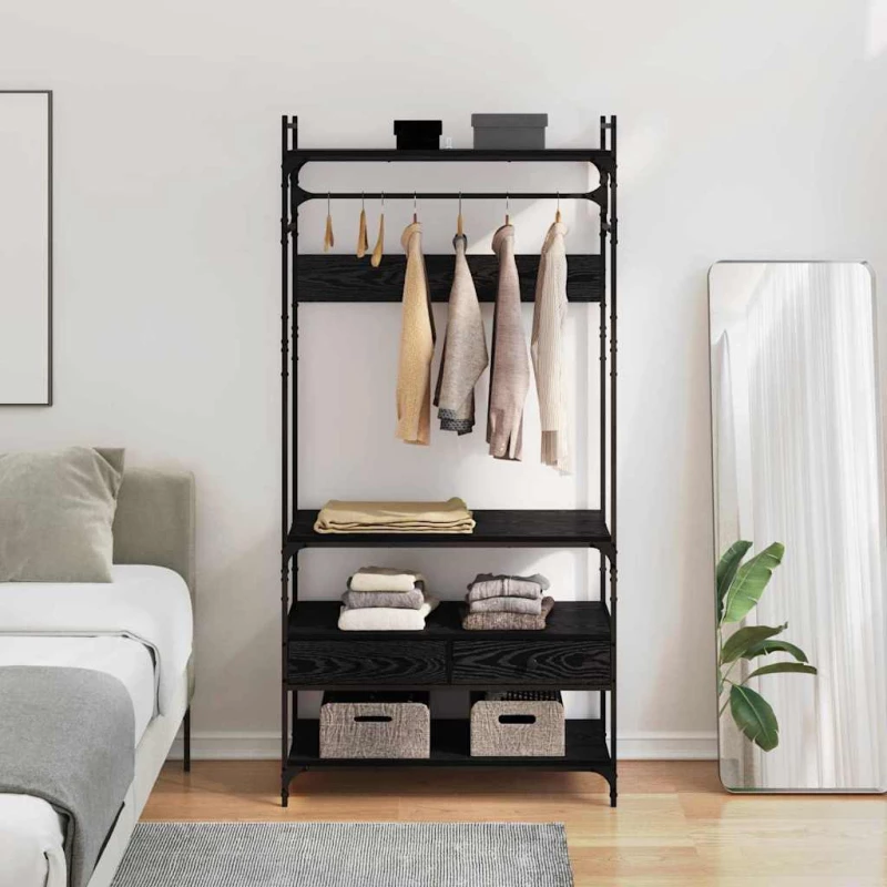 vidaXL Ντουλάπι Μαύρη δρυς 89 x 39 x 184.5 εκ. Επεξεργασμένο ξύλο