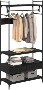 vidaXL Ντουλάπι Μαύρη δρυς 89 x 39 x 184.5 εκ. Επεξεργασμένο ξύλο