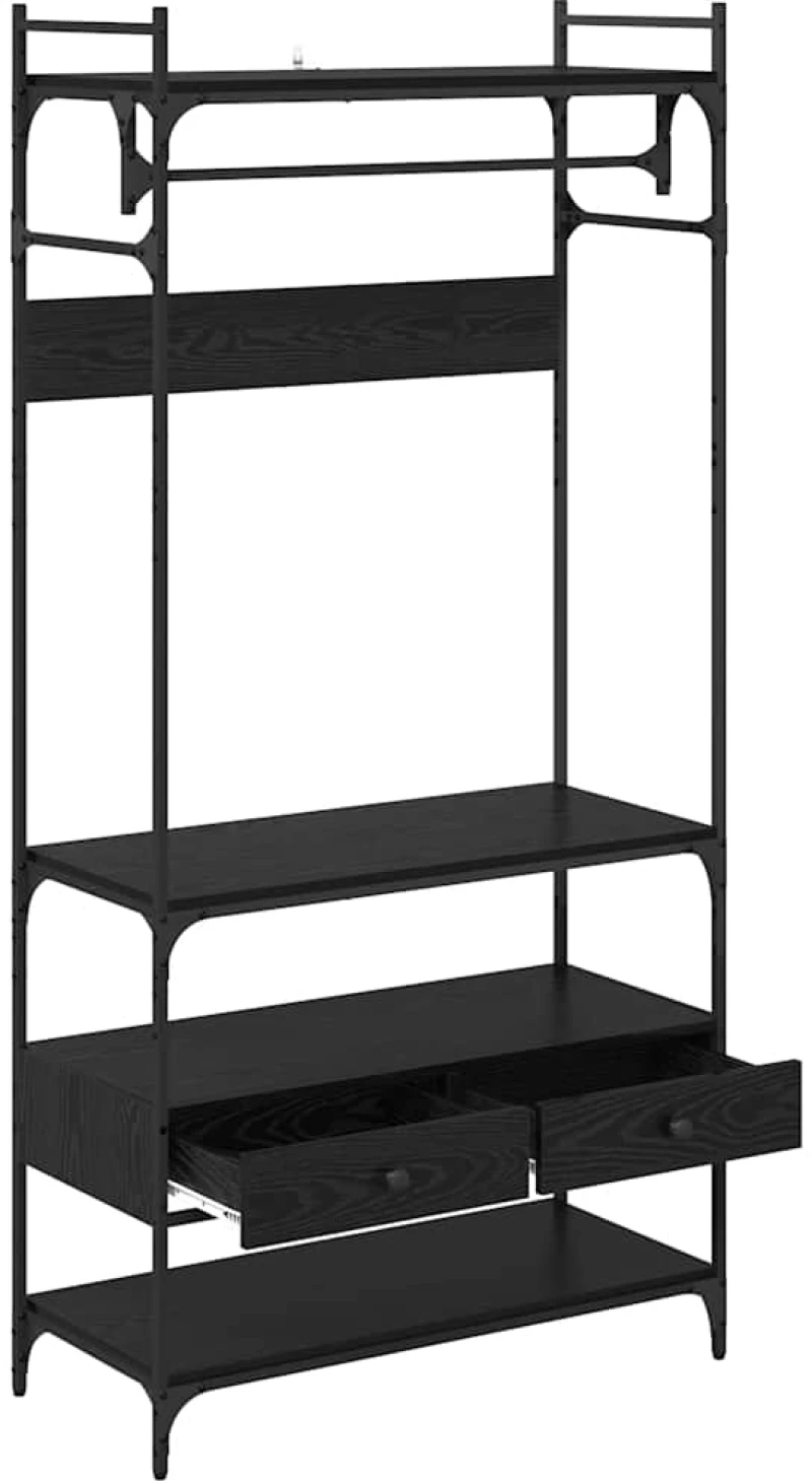 vidaXL Ντουλάπι Μαύρη δρυς 89 x 39 x 184.5 εκ. Επεξεργασμένο ξύλο