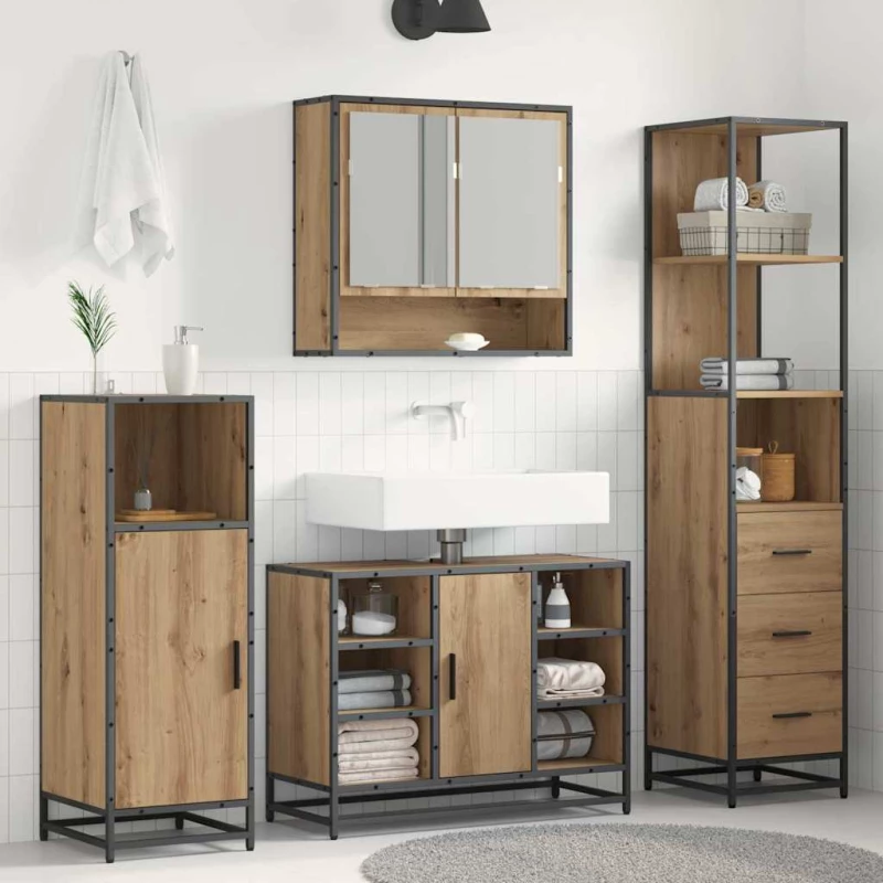 vidaXL Ντουλάπι Μπάνιου με συρτάρι artisan δρυς 35 x 37.5 x 166 εκ.