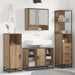 vidaXL Ντουλάπι Μπάνιου με συρτάρι artisan δρυς 35 x 37.5 x 166 εκ.