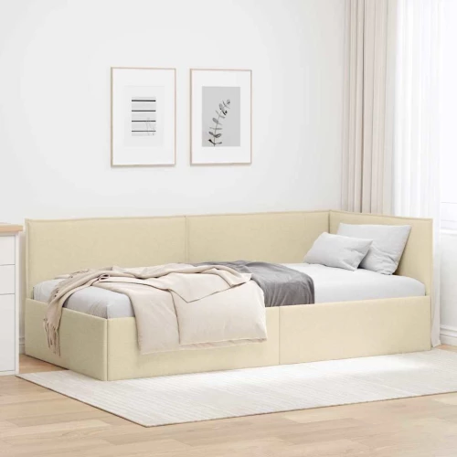 vidaXL Κρεβάτι Γωνίας με κεφαλάρι Κρεμ 90 x 200 cm ύφασμα
