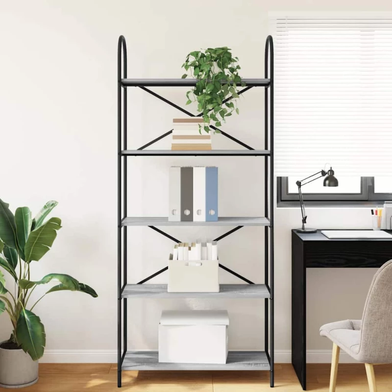 vidaXL Ράφι Βιβλίων Γκρι sonoma 80 x 30 x 183 εκ Επεξεργασμένο ξύλο
