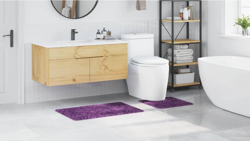 vidaXL Πατάκι μπάνιου 2 pcs Μοβ 50 x 50 cm Πολυπροπυλένιο