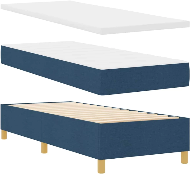 vidaXL Κρεβάτι με ελατήρια με στρώμα Μπλε 80 x 200 cm ύφασμα