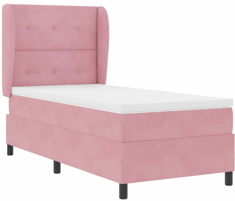 vidaXL Κρεβάτι με ελατήρια με στρώμα Ροζ 80 x 200 cm Βελούδο