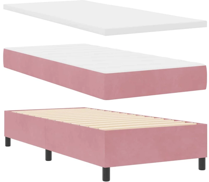 vidaXL Κρεβάτι με ελατήρια με στρώμα Ροζ 80 x 200 cm Βελούδο