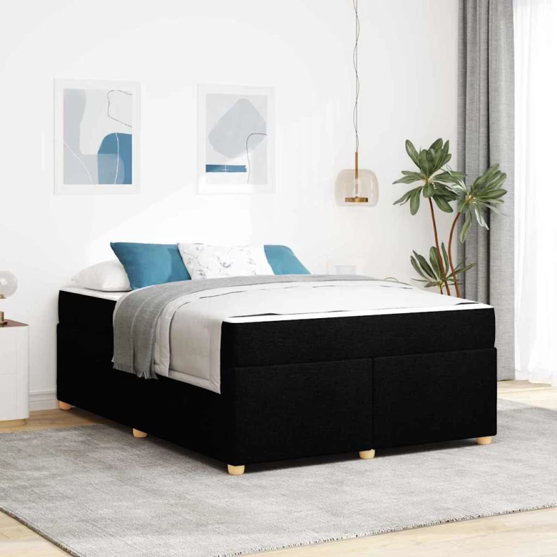 vidaXL Σκελετός Κρεβατιού με στρώμα Μαύρο 160 x 200 cm ύφασμα