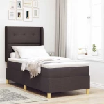 vidaXL Κρεβάτι με ελατήρια με στρώμα Καφέ 90 x 190 cm ύφασμα