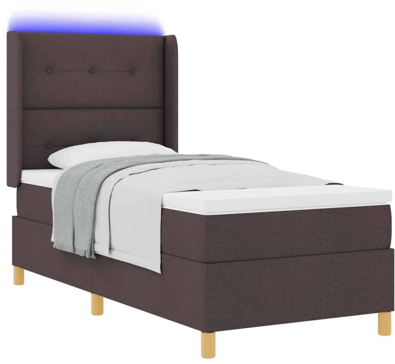 vidaXL Κρεβάτι με ελατήρια με στρώμα Καφέ 90 x 190 cm ύφασμα