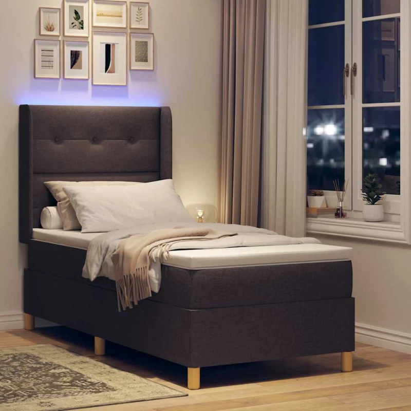 vidaXL Κρεβάτι με ελατήρια με στρώμα Καφέ 90 x 190 cm ύφασμα