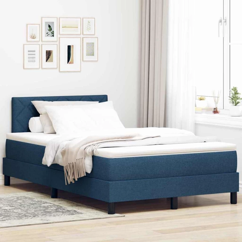 vidaXL Κρεβάτι με ελατήρια με στρώμα Μπλε 120 x 190 cm ύφασμα
