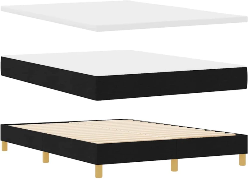 vidaXL Κρεβάτι με ελατήρια με στρώμα Μαύρο 140 x 190 cm ύφασμα
