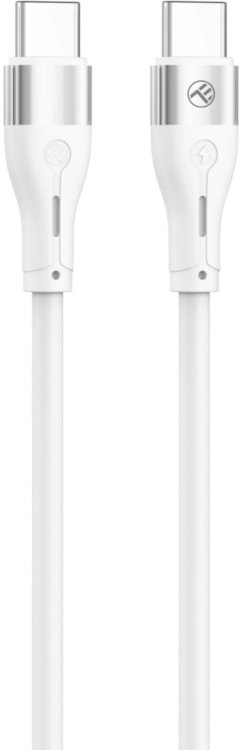 Tellur Silicone USB‑C σε USB‑C Καλώδιο, 60 W PD, 3A, 1 m – Λευκό