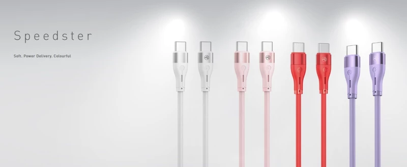 Tellur Silicone USB‑C σε USB‑C Καλώδιο, 60 W PD, 3A, 1 m – Λευκό