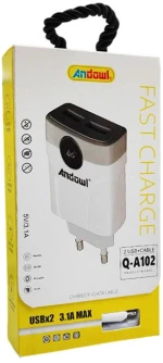 ANDOWL Φορτιστής με καλώδιο φόρτισης 2USB σε lightning Q-A102