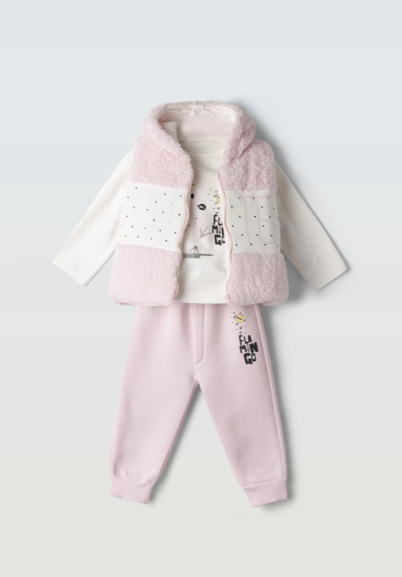 Εβίτα Fashion Bebe Σετ 3τμχ Φόρμας Με Γιλέκο Cute, Ροζ