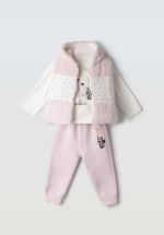 Εβίτα Fashion Bebe Σετ 3τμχ Φόρμας Με Γιλέκο Cute, Ροζ