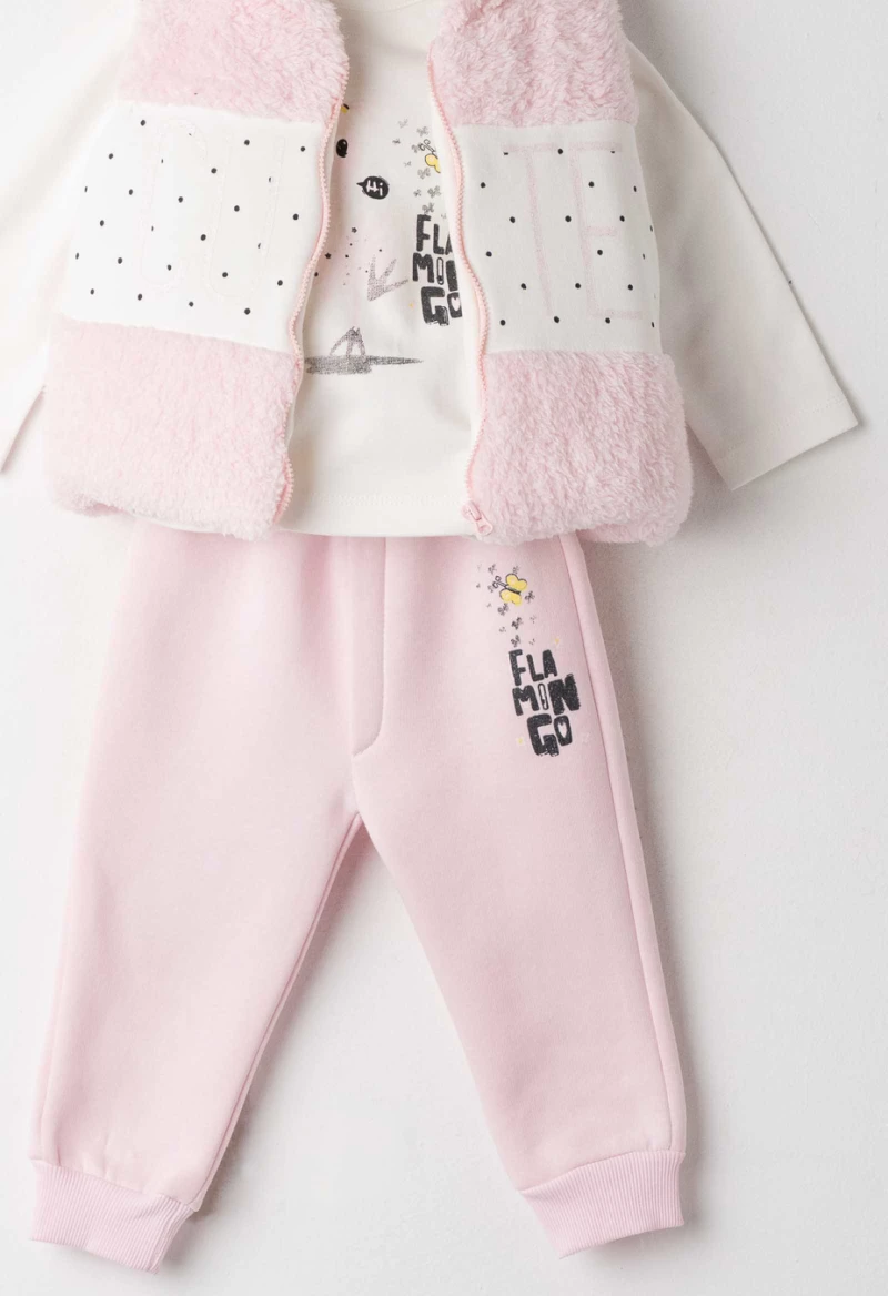 Εβίτα Fashion Bebe Σετ 3τμχ Φόρμας Με Γιλέκο Cute, Ροζ