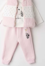 Εβίτα Fashion Bebe Σετ 3τμχ Φόρμας Με Γιλέκο Cute, Ροζ