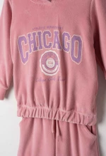 Εβίτα Fashion Παιδικό Σετ Φόρμας Βελουτέ Chicago, Ροζ