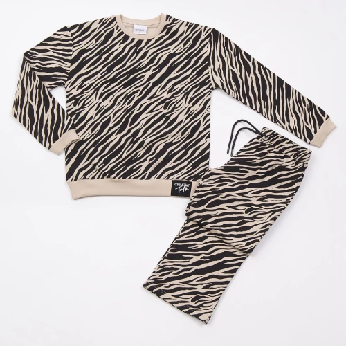 Σετ φόρμας κορίτσι "Zebra" μπεζ-μαύρο