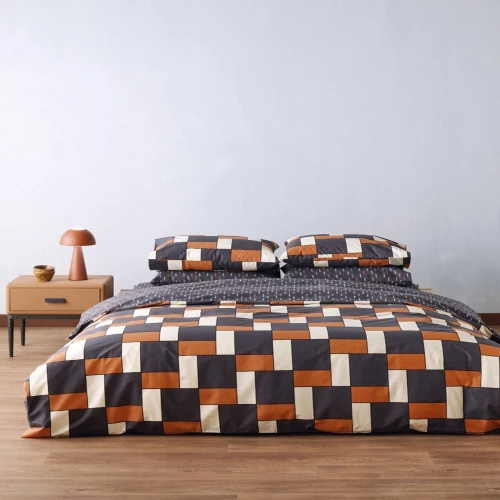 Σεντόνια Cubi 24 (Σετ 4τμχ) Brown-Orange Kentia Υπέρδιπλo 240x270cm 100% Βαμβάκι