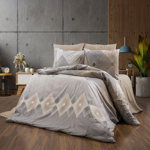 Σεντόνια Καλλιρόη 603 (Σετ 3τμχ) Grey-Mocha DimCol Μονό 160x240cm Βαμβάκι-Πολυέστερ